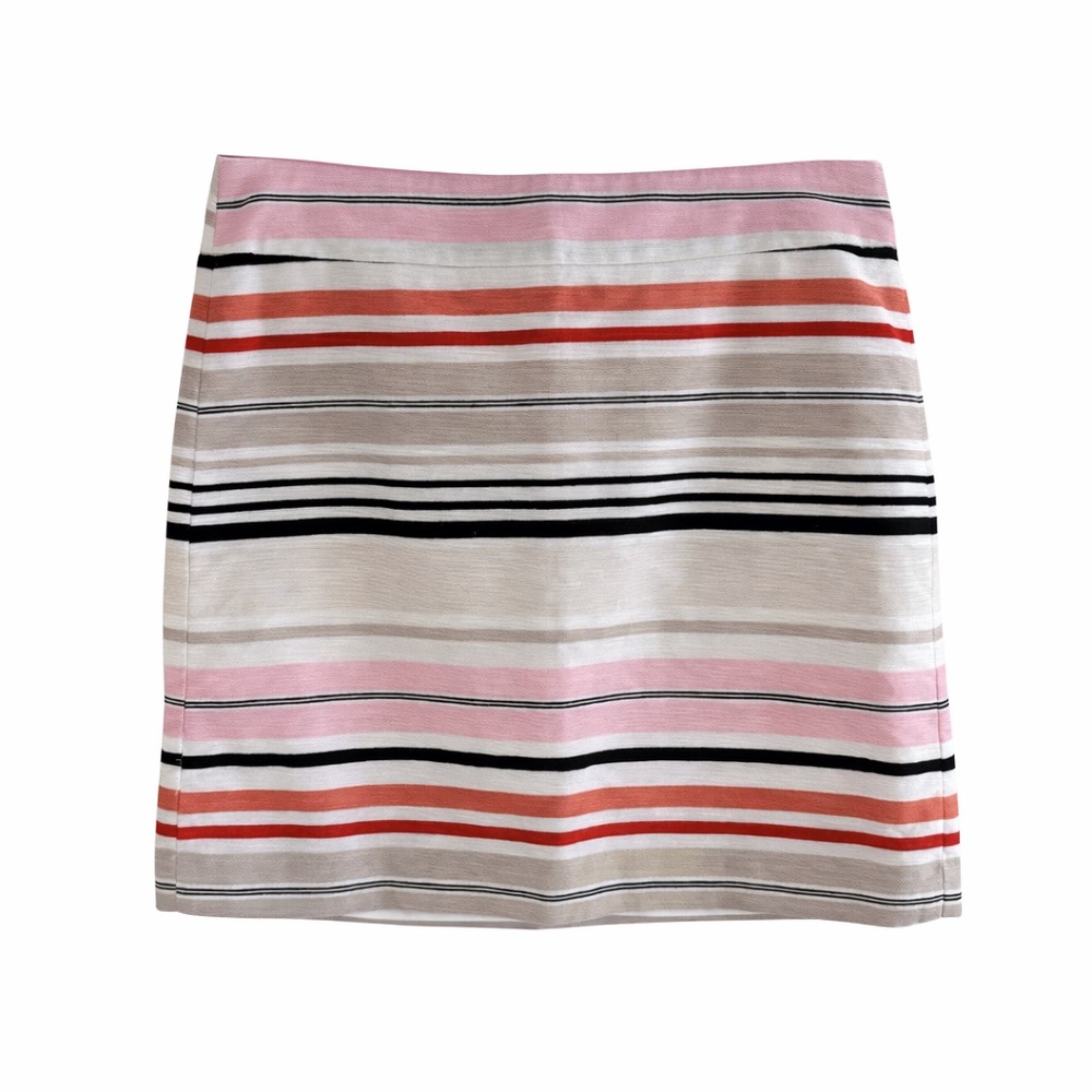 LOFT Womens Size 6 Striped Skirt Stretch Pull On Pink Red Mini 17”